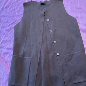 Sleeveless Black Button-Down Knit Top